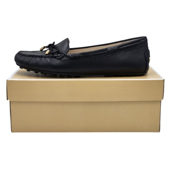 Michael Kors Daisy Moc Moccasins Women Size 8 Black Bow Vamp Flats Comfort Box - Picture 1 of 14